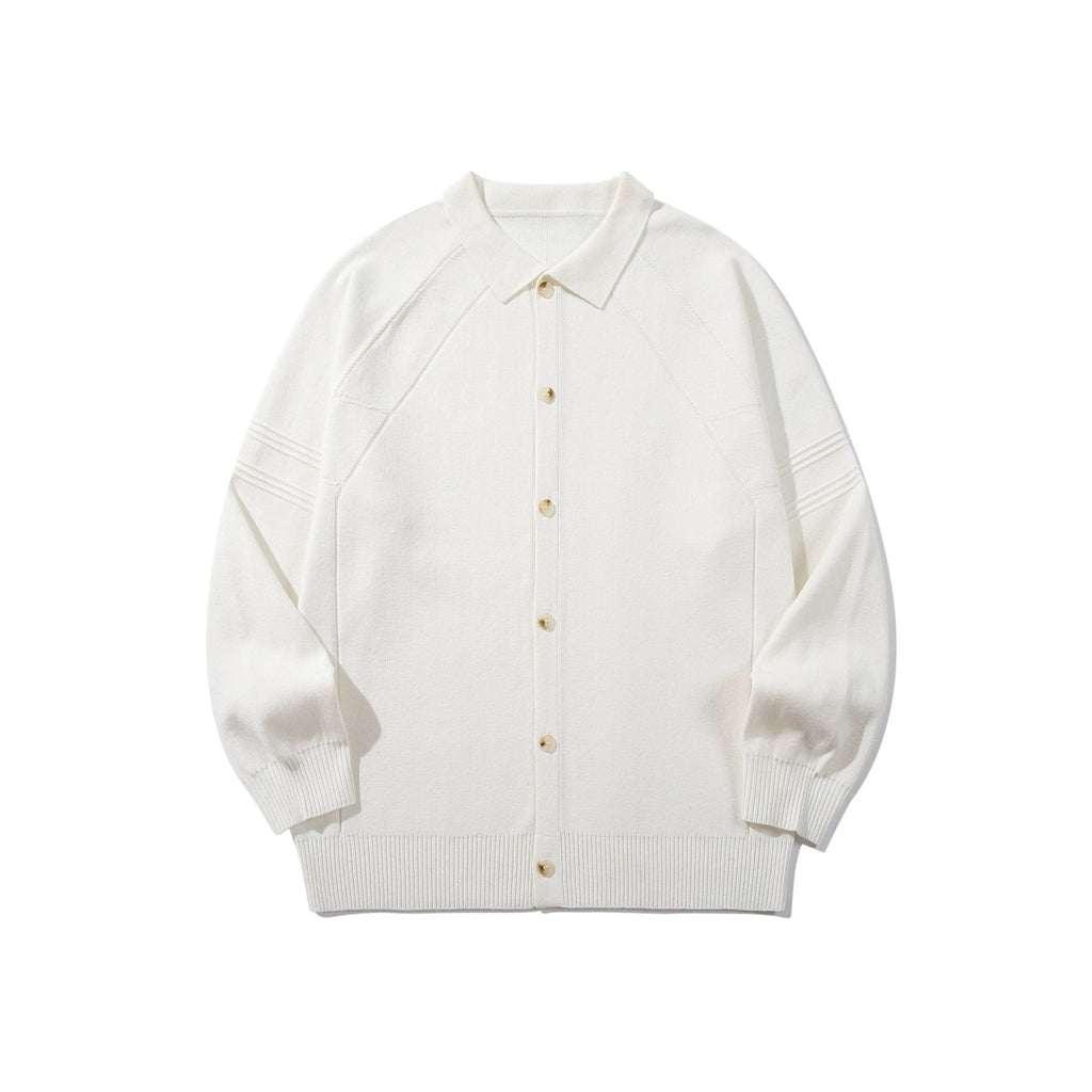 Trendy Panel Texture Heavyweight Loose Casual Turn-down Collar Open Front Sweater