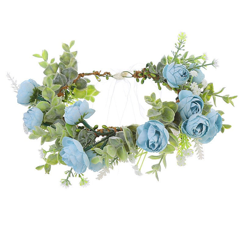 Forest style bride and bridesmaid flower wreath headband seaside vacation wreath headband
