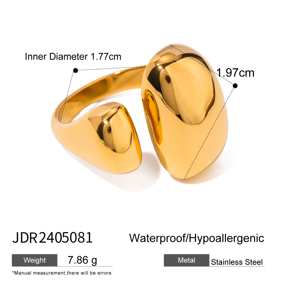 European and American stainless steel open ring with high-end feel ins ring