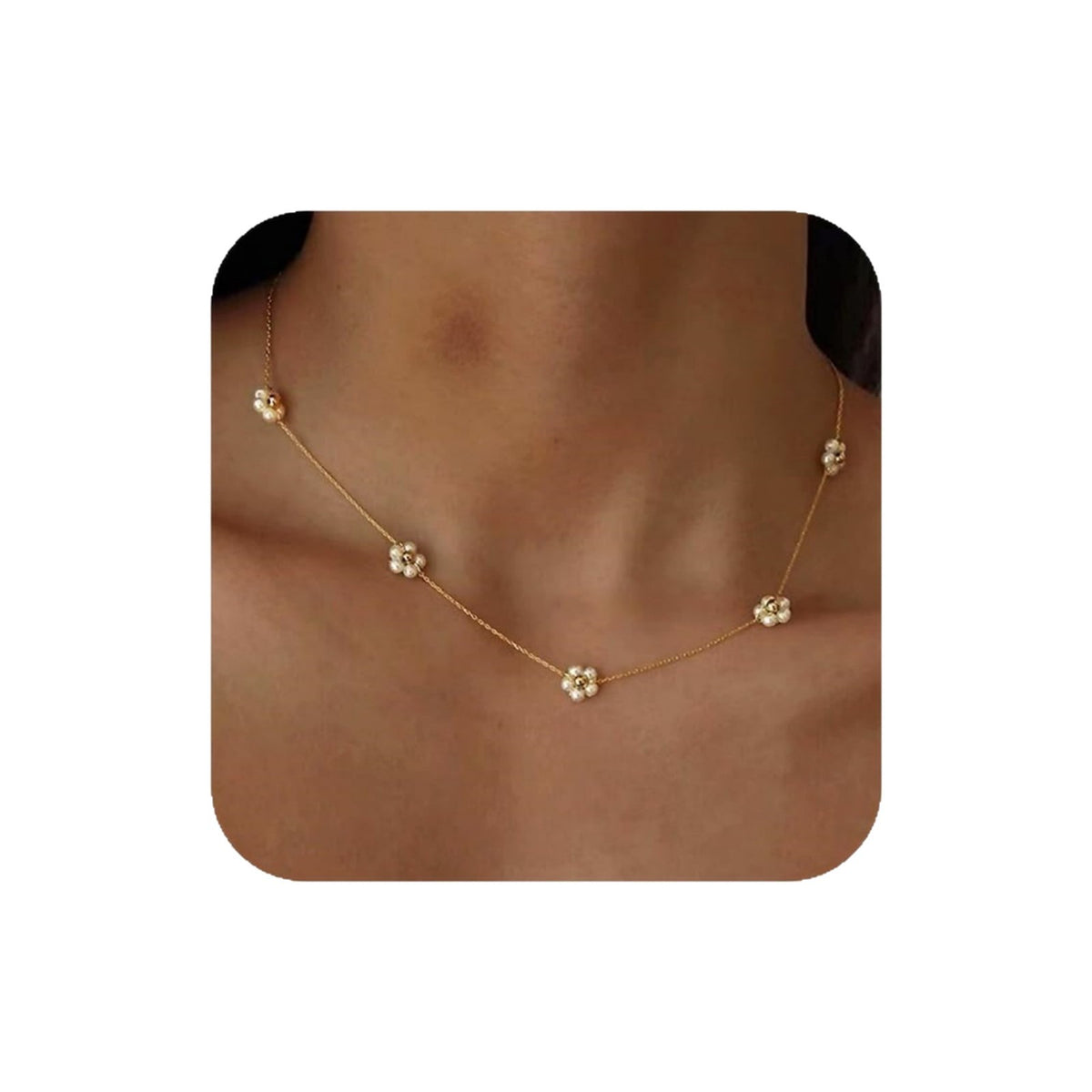 5 flower necklaces pearl collarbone chains
