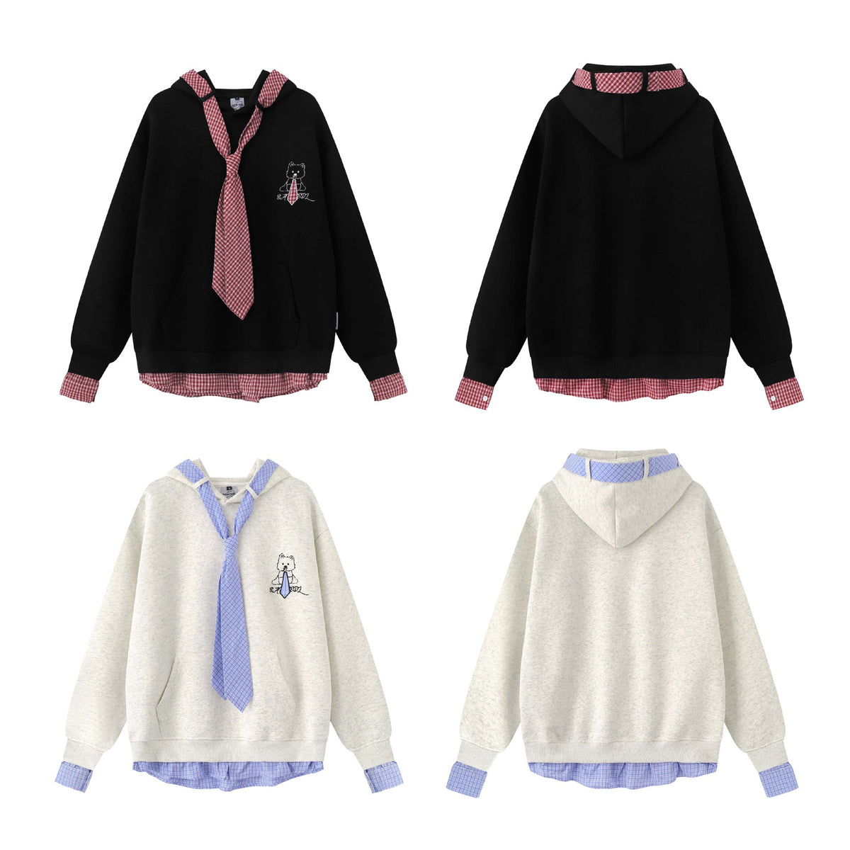 Scarf hooded loose fitting men's and women's hoodies
