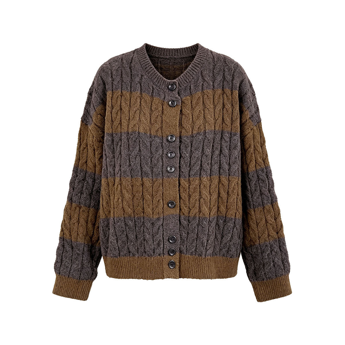 Deer West Color-Block Striped Knit Top for WomenNew Two-Tone Vintage Versatile Sweater