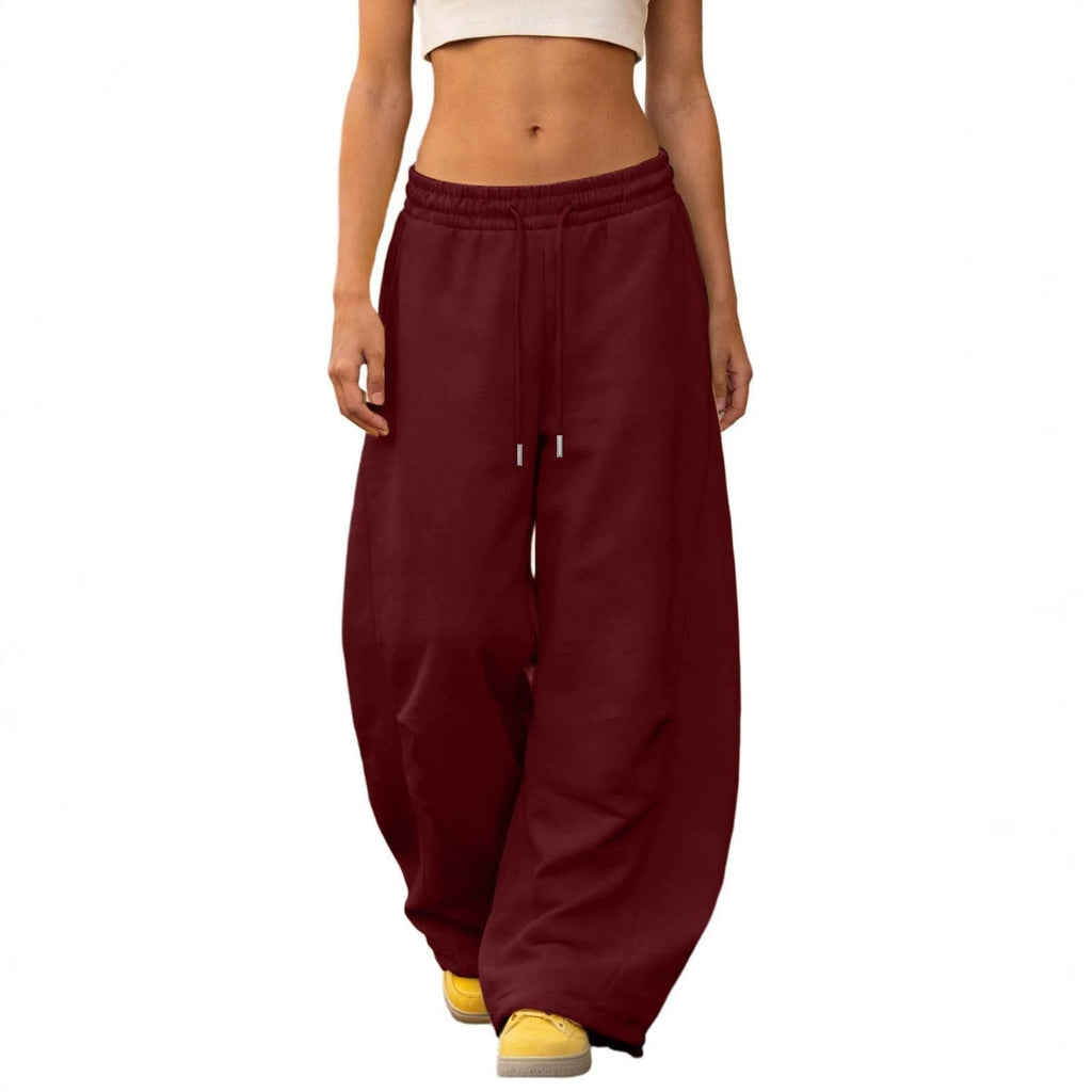 Women's Solid Color Drapey Wide Leg Pants, Loose Fit Casual Lightweight Trousers
