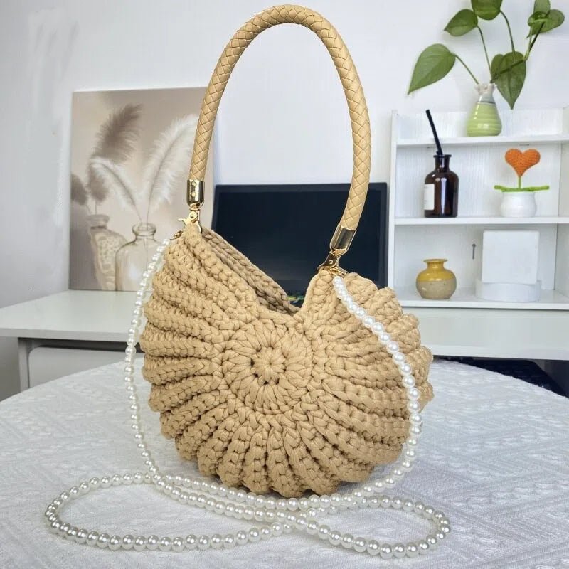 Fun handmade crochet ocean conch bag shell bag women's diagonal cross bag crochet bag