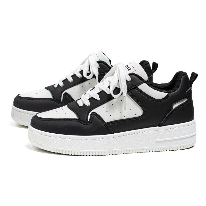 Spring New Breathable White Sneakers for Students, Fashionable and Versatile Chunky Sole Casual Athletic Shoes for Teens, Low-Top Skate Style