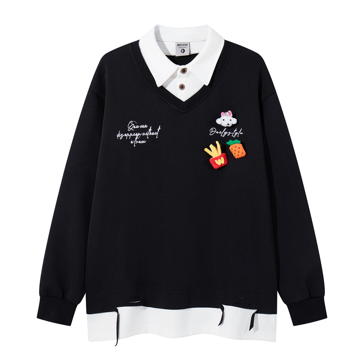 Fake two polo collar hoodies