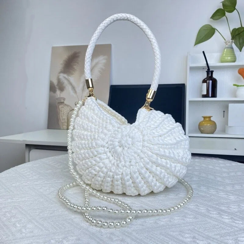 Fun handmade crochet ocean conch bag shell bag women's diagonal cross bag crochet bag