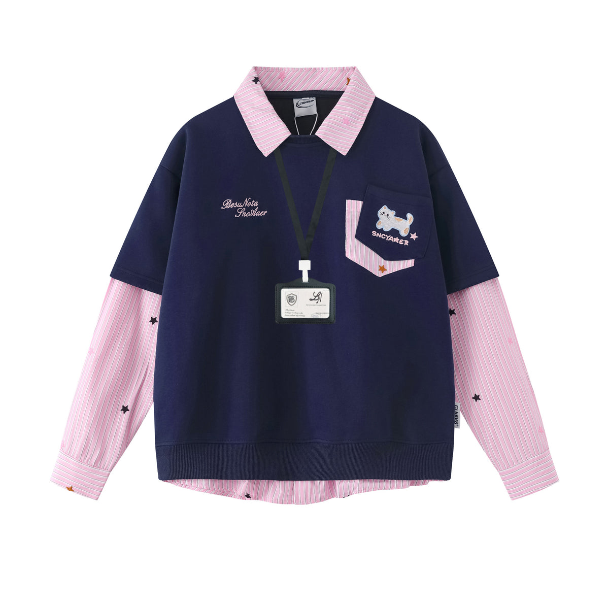 Fake two collared hoodies