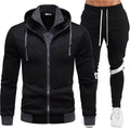 Casual Slim Fit Color Block Hooded Jacket Sportswear Suit