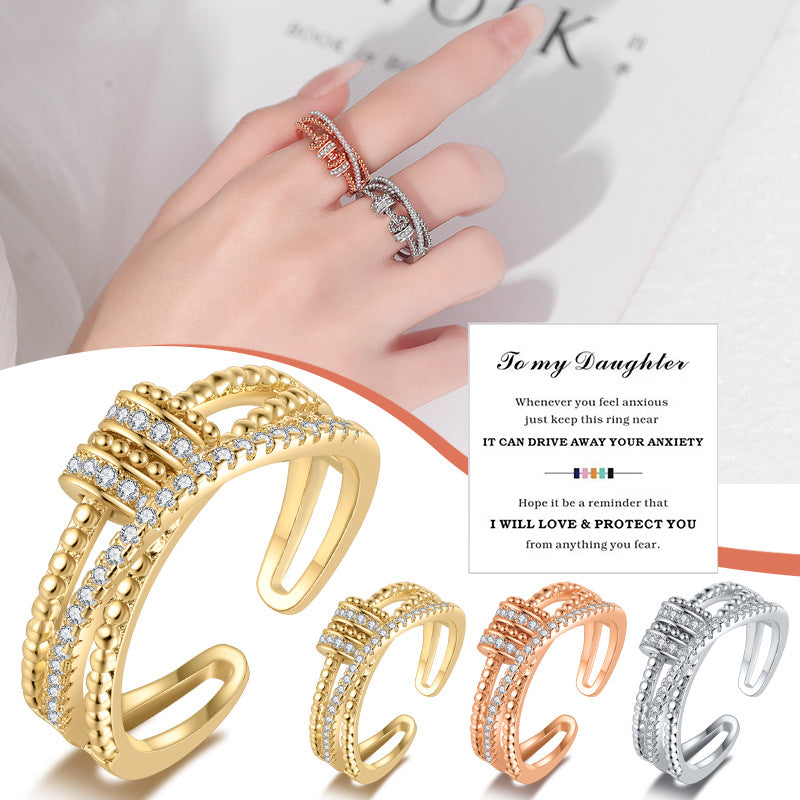 Rotating Ring Female Fashion Personality Ins Trendy Japanese Fashion Bounce Di Finger Rotating Ring