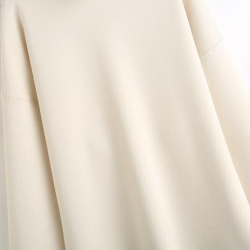 New autumn and winter loose casual hoodie versatile white ribbed high neck sports shirt