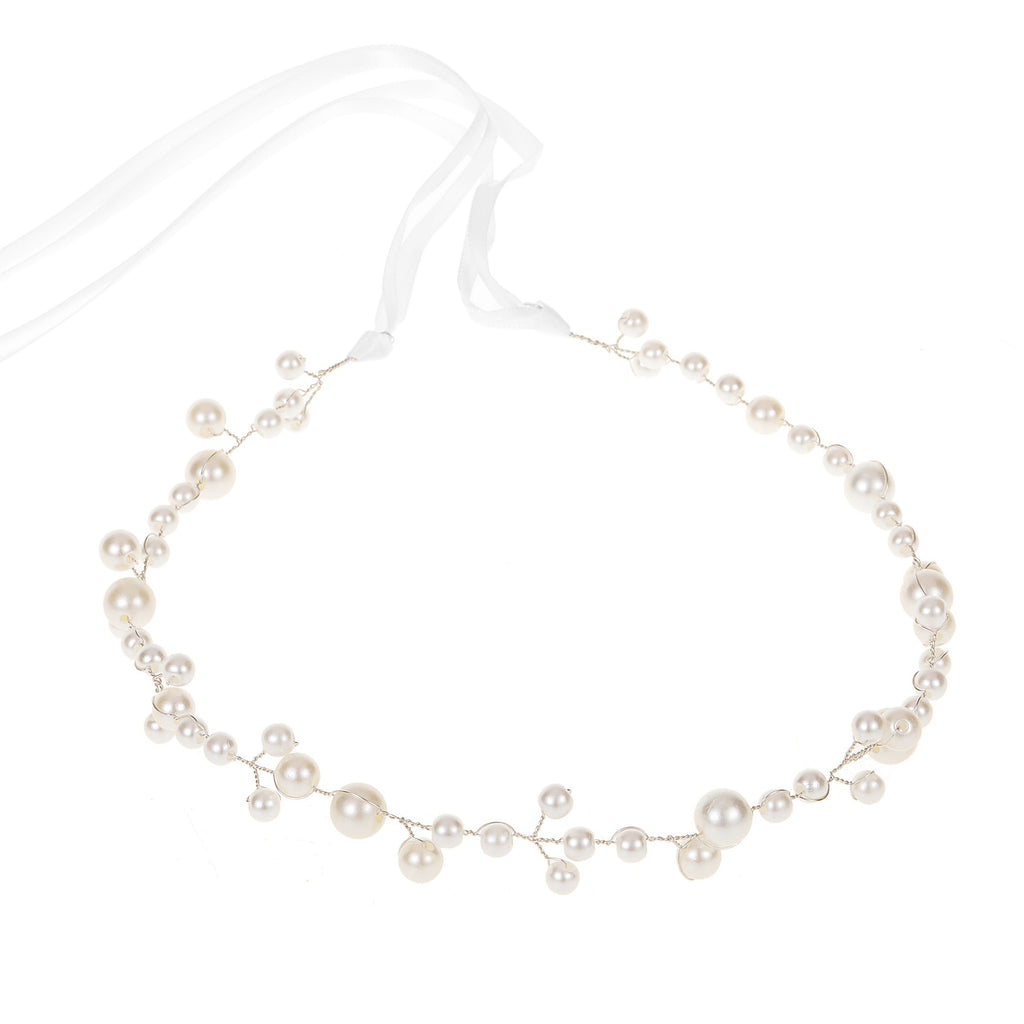 Bride Wedding Hair Accessories Simple Pearl Soft Chain Headband