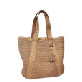 Large capacity commuting straw woven bag hand-held woven vacation style beach shoulder bag