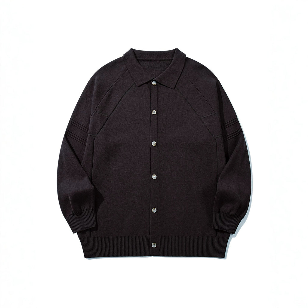 Trendy Panel Texture Heavyweight Loose Casual Turn-down Collar Open Front Sweater