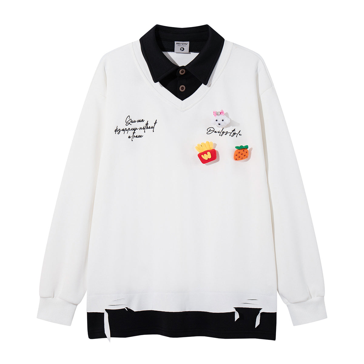 Fake two polo collar hoodies
