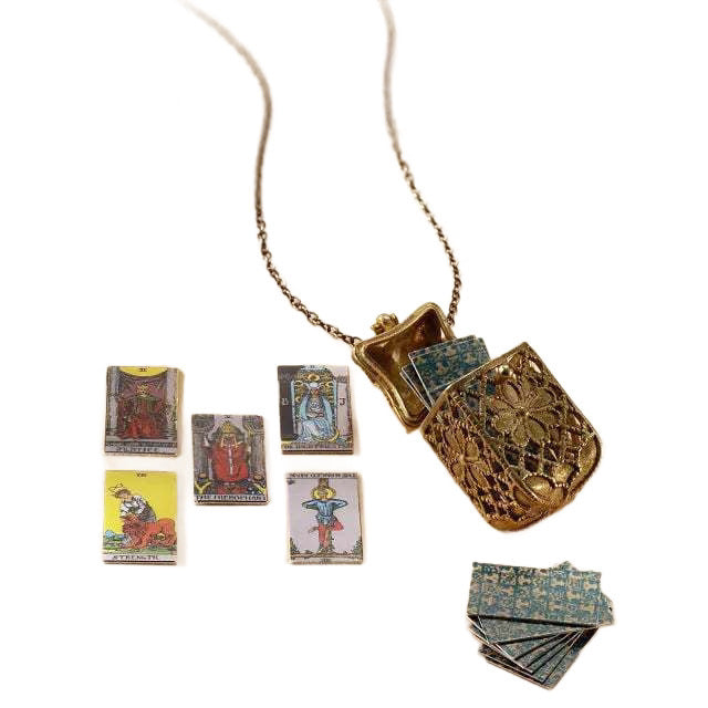 Tiny Tarot Deck Necklace - Double-Sided Printed, Individually Packaged
