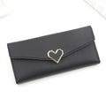 Long plain heart-shaped leather wallet with multiple card slots buckle wallet large capacity hand-held bag