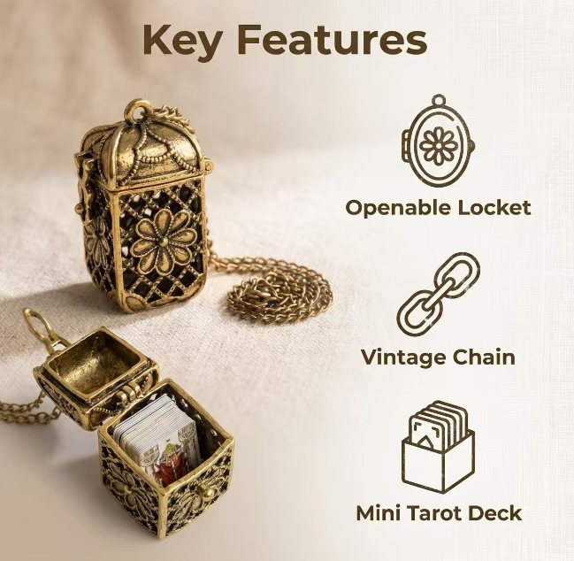 Tiny Tarot Deck Necklace - Double-Sided Printed, Individually Packaged