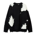 Cat whisker tassel torn hole spliced contrasting sweater