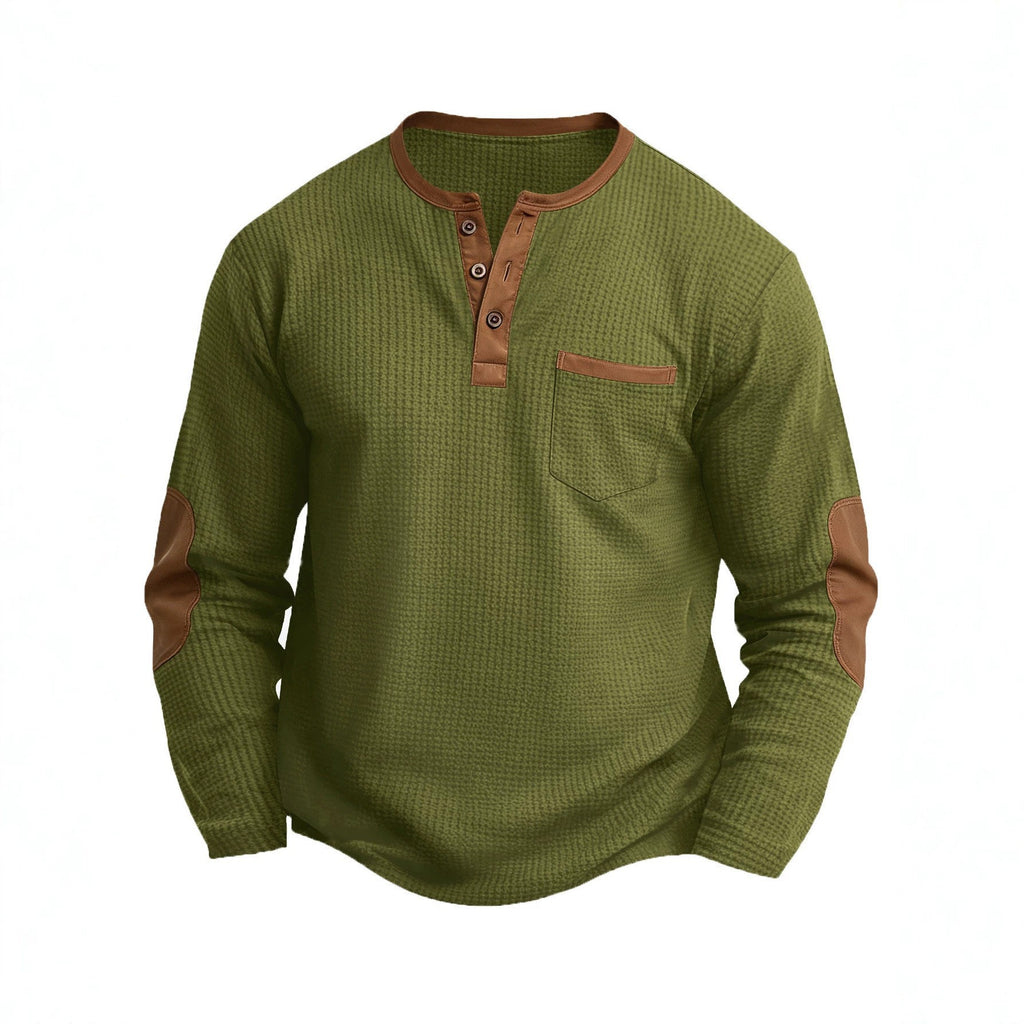 Men's Casual Plus Size Spliced Long Sleeve V-Neck Fake Two Piece T-Shirt