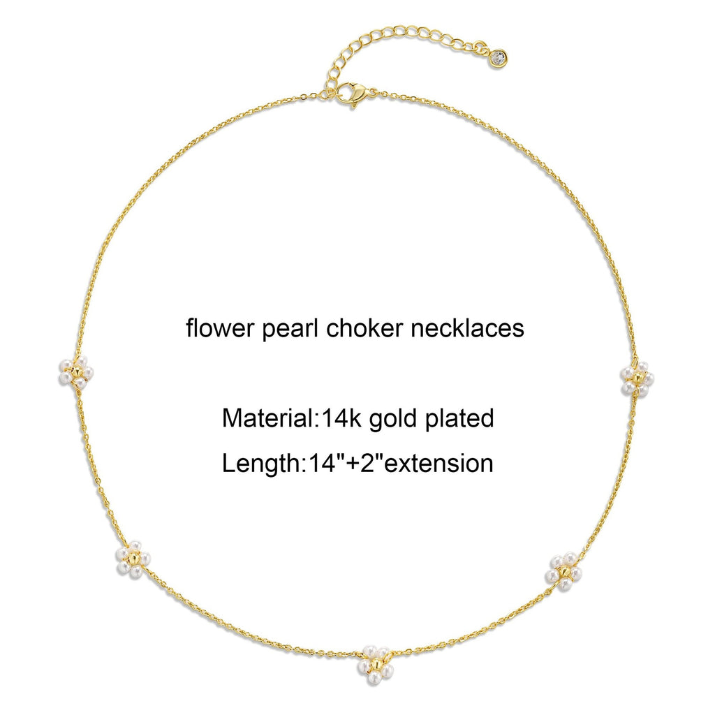 5 flower necklaces pearl collarbone chains