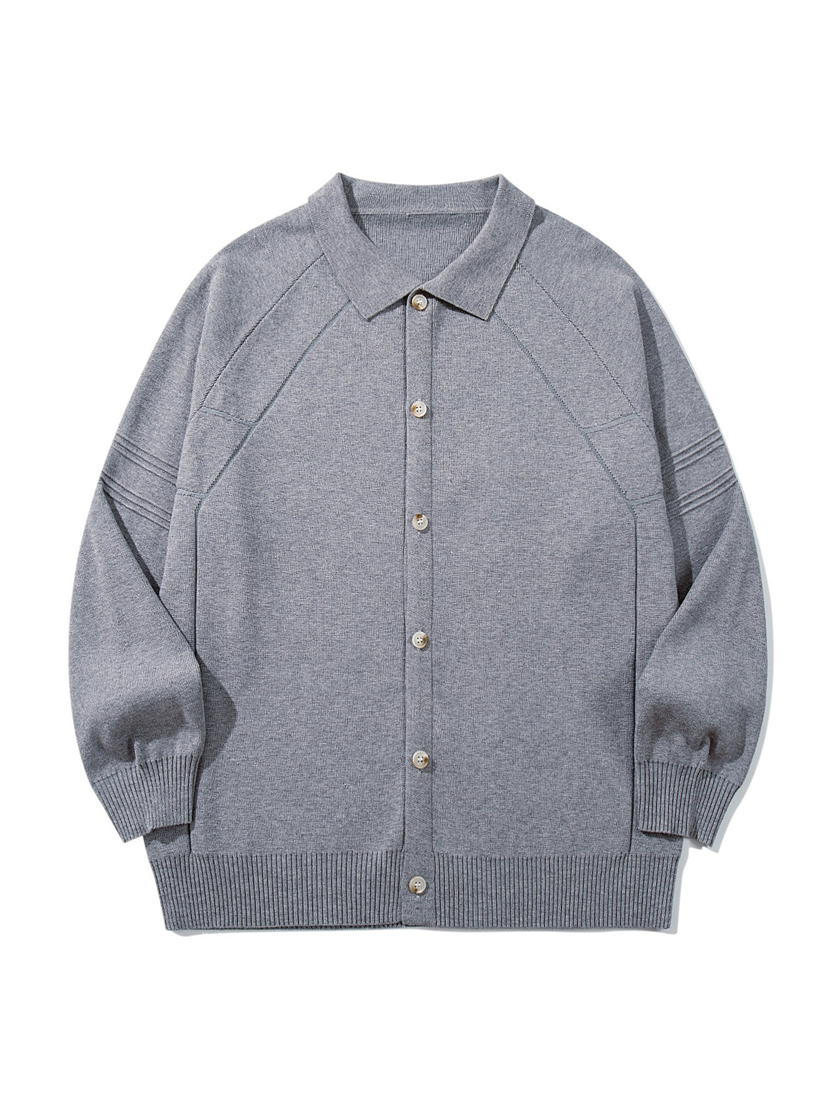 Trendy Panel Texture Heavyweight Loose Casual Turn-down Collar Open Front Sweater