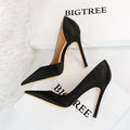 Thin heeled super high heels with shallow side hollow snake pattern silk high heels for women