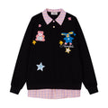 Polo collar fake two-piece design hoodie