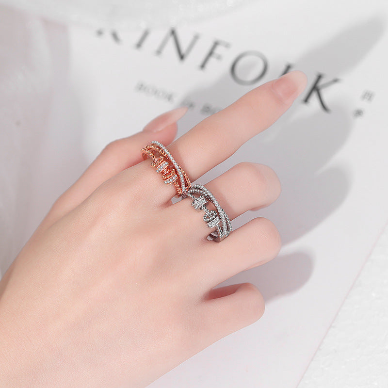 Rotating Ring Female Fashion Personality Ins Trendy Japanese Fashion Bounce Di Finger Rotating Ring