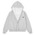Flower grey drawstring hooded sweatshirt