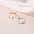 Retro imitation pearl ring women's magic decoration ring pure silver joint ring